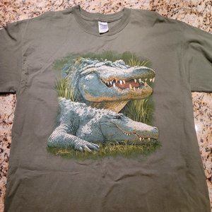 Vintage 90s 1999 Alligator Graphic Tee, Massive Print, Nature T-Shirt, Florida